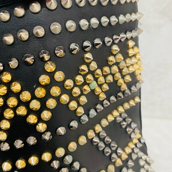 LOUBOUTIN {38} Boots Leather Studded Accents Lace-Up Boots - Picture 16 of 16